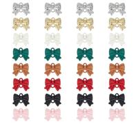CRAFTYMELODY 32Pcs 8 Colors Bow Charm Links, Bowknot Connector Links Alloy Colorful Double Loops Pendant Connectors Cute 3D Metal Bow Link Charms for DIY Earrings Necklace Bracelet Jewelry Making