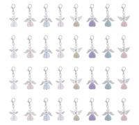 CRAFTYMELODY 32Pcs Angel Wing Pendants Charm 8 Styles Guardian Angel Charms Colorful Pearl Bead Fairy Dangle Pendants Heart Beads Charms with Lobster Clasps for DIY Party Favor Wedding Jewelry Making