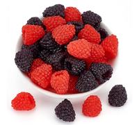 CRAFTYMELODY 32Pcs Artificial Raspberry 2 Colors PVC Plastic Simulation Berries Imitation Lifelike Raspberries Fruit Ornament for Party Kitchen Photography Dining Table Decoration Indigo Red