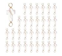 CRAFTYMELODY 32Pcs Natural Freshwater Shell Cross Connector Charms Cross Links Double Hole Metal Crucifix Link Pendant for Necklace Bracelets Jewelry Making DIY Craft Decoration Light Gold