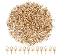 CRAFTYMELODY 350Pcs Eye Pin Bail Peg Brass Eye Pinch Bail Light Gold Cup Pearl Connector for Half Drilled Beads Charms Pendants Jewelry Making Findings Accessory Earring Necklace Bracelet DIY Craft