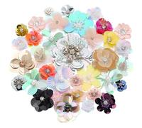 CRAFTYMELODY 35Pcs Sequin Flower Patches Plastic Mixed Color Sequin Beaded Flower Patches Rhinestone Pearl Mix Applique Sew on Cloth Applique DIY Garment Accessory Cloth Headband Decor