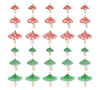 CRAFTYMELODY 36Pcs 6 Styles Mushroom Charms Cute 3D Mushrooms Charm Plastic Pendants with Acrylic and Golden Plated Brass Loops Dangle charm for Earring Bracelet Necklace Jewelry Making