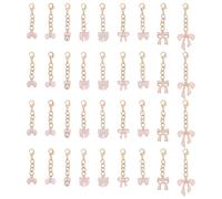 CRAFTYMELODY 36Pcs Alloy Enamel Butterfly Charms 9 Styles Pink Butterfly Clip-on Charms Stitch Marker Charm with Clasps Kitting Crochet Stitch Markers for DIY Necklace Bracelet Jewelry Making