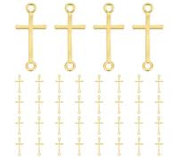 CRAFTYMELODY 36Pcs Cross Connector Charms Slim Sideway Cross Metal Links Connector Charms Double Hole Metal Crucifix Link Pendant for Necklace Bracelets Jewelry Making DIY Craft Gold
