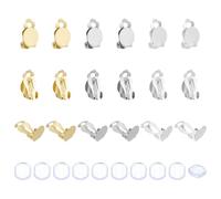 CRAFTYMELODY 36Pcs Flat Round Clip on Earring Finding 3 Color Stainless Steel Clip on Earring Converter with Loop 36Pcs Earrings Pad Tray Earrings Clips Non Pierced for DIY Jewelry Making