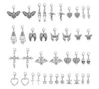 CRAFTYMELODY 38Pcs 19 Styles Shoes Charms Alloy Gothic Style Shoe Charms for Sneakers Metal Skull Head Heart Star Cross Shoe Charm Halloween Shoelace Sock Charm for Woman Sneaker Shoes Accessories