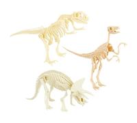 CRAFTYMELODY 3Pcs 3 Styles Dinosaur Fossil Skeleton Plastic Dinosaur Skeleton Figurine Dinosaurs Bones Display Decoration for Science Dig Kit Party Favors Home Decor