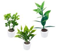 CRAFTYMELODY 3Pcs Miniature Potted Plants 3 Styles Artificial Potted Plants Basket Plastic Miniature Green Plant in Pot Micro Landscape DIY Craft Garden Ornament Tiny Greenery Ornament