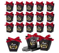 CRAFTYMELODY 40 Pack Graduation Cap Gift Boxes with Ribbon Class of 2026 Graduation Candy Boxes Black 4.7×8 Inch Small Treat Chocolate Box Centerpieces for Tables Graduation Party Favors Supplies