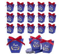 CRAFTYMELODY 40 Pack Graduation Cap Gift Boxes with Ribbon Class of 2026 Graduation Candy Boxes Blue 4.7×8 Inch Small Treat Chocolate Box Centerpieces for Tables Graduation Party Favors Supplies