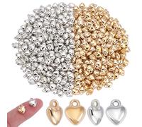 CRAFTYMELODY 400Pcs 2 Styles Heart Pendant Charms CCB Plastic Puffy Heart Charms Golden Platinum Love Charm Pendant Metal Charm Bulk for DIY Bracelet Necklace Jewelry Making Crafts Supplies