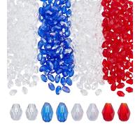 CRAFTYMELODY 400Pcs 4 Colors Teardrop Crystal Glass Beads 5x4mm Vertical Hole Faceted Teardrop Spacer Loose Beads Blue Red Clear Drop Bead Bulk for DIY Crafts Earring Bracelet Jewelry Making Supplies