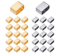 CRAFTYMELODY 40Pcs 2 Color Slide Charms 201 Stainless Steel Rectangle Slide Beads Large Hole Leather Cord Slider Loose Beads 10x6x5.5mm Locking Clip for Wristbands Bracelets Necklace Jewelry Making