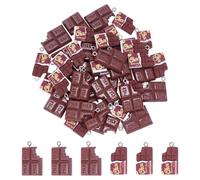 CRAFTYMELODY 40Pcs 2 Styles Resin Chocolate Charms Chocolate Charm Cute Mini Simulation Food Pendants Dessert Sweet Candy Charms Flatback Chocolates Ornament for Necklace Jewelry Making Crafts