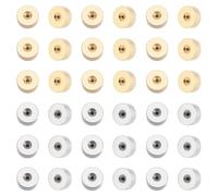 CRAFTYMELODY 40Pcs 304 Stainless Steel Earring Backs Flat Round Earrings Backs Golden Silver Secure Pierced Locking Earring Lifters Screw on Earrings Back Replacements Large Heavy Ear Support Ear Nuts