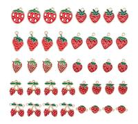 CRAFTYMELODY 40Pcs Alloy Enamel Strawberry Charms Rhinestone Strawberry Charms Mixed Red Strawberries Charm Pendant with Loop Fruit Charm for Earring Bracelet Necklace Jewelry Making