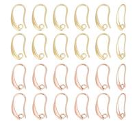 CRAFTYMELODY 40Pcs Earring Hooks Brass Ear Wire with Loop Gold Rose Gold French Earring Hooks Dangle Fish Ear Findings