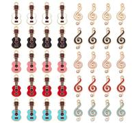 CRAFTYMELODY 40Pcs Music Note Guitar Charms 10 Style Alloy Enamel Guitar Instrument Pendant Musical Notes Symbol Charm with Loop for Jewelry Making DIY Craft Party Deco Red White Black Blue Pink