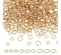 CRAFTYMELODY 450Pcs 3 Style 18K Gold Plated Split Rings 304 Stainless Steel Double Loops Jump Rings 4/5/6mm Flat Round O Ring Connector for Keychains Necklaces Bracelets Earrings Jewelry Making