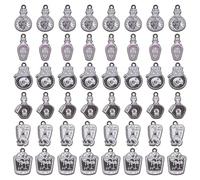 CRAFTYMELODY 48Pcs Holloween Skull Charms 6 Style Enamel Skull Wishing Bottle Charms White Black Pendant for Jewelry Making DIY Bracelets Necklace Dangle Earring Craft Keychain