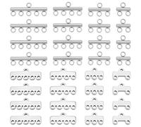 CRAFTYMELODY 48Pcs Slide Clasp Lock 8 Styles 304 Stainless Steel Chandelier Component Links Multi Strand Slide Lock Clasps Kits Jewelry Clasps for Bracelet Necklace Jewelry Making Findings