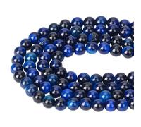 CRAFTYMELODY 4mm Natural Blue Tiger Eye Beads 2 Strand Round Stone Beads Bulk Smooth Gemstone Charms Pendant for Jewelry Making Accessory Supplies Bracelets Earring Necklace DIY Craft