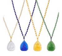 CRAFTYMELODY 4Pcs 4 Styles Buddha Guanyin Pendant Necklaces Embossed Pendant Handmade Lampwork Glass Beaded Rope Chain Multicolor Lucky Amulet Charms Jewelry Gift for Men Women