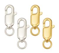 CRAFTYMELODY 4Pcs 925 Sterling Silver Lobster Clasps Golden Silver Lobster Claw Clasps Rectangle Lobster Trigger Clasps for Handmade Necklace Bracelet Jewelry Making Accessories Fastener Hook