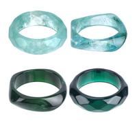CRAFTYMELODY 4Pcs Resin Bangle Bracelet 4 Styles Square Irregular Punk Wide Wristband Bracelet Boho Geometric Multicolor Stackable Fashions Thick Bangle for Lady Holiday Jewelry Set
