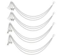 CRAFTYMELODY 4Pcs Shoe Decoration Chain Three Layer Boot Strap Chains with Plastic Pearl Bead Butterfly Shoe Charms 2 Style Metal Chains for Boots Sneakers Bag Pants Jewelry Accessories Decoration