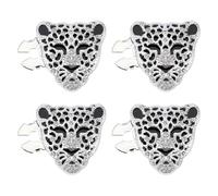 CRAFTYMELODY 4Pcs Vintage Shiny Rhinestone Leopard Head Button Cover Silver Spotted Leopard Head Cufflink Animal Cuff Link Button Cover Gamrment Accessories for Women Unisex Shirt Clothing