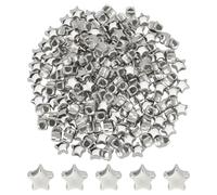 CRAFTYMELODY 500Pcs Star Beads 10.5mm Star Spacer Plastic Platinum Beads Stars Shaped Large Hole Loose Bead European Five Pointed Bead for DIY Bracelet Necklace Jewelry Making Supplies