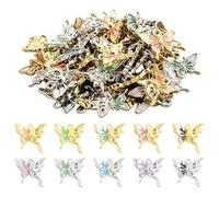 CRAFTYMELODY 50Pcs Alloy Enamel Butterfly Charms 10 Colors Crystal Rhinestone Butterfly Charms Gradient Color Butterflies Charm Pendant Animal Pendant for Necklace Bracelet Jewelry Making Crafts