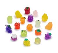 CRAFTYMELODY 50PCS Mini Artificial Fruits Luminous Decor Resin Glow in The Dark Small Orange Star Fruit Grapes Miniature Food Decoration for DIY Art Crafts Party Table Garden Home Figurines