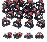 CRAFTYMELODY 50Pcs Mini Resin Spider Figurines Black Cartoon Spider Miniatures Faux Animal Figurines Spiders Decor Miniatures for Halloween Early Educational Cake Topper Home Office Desk Decoration