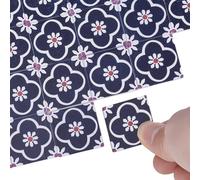 CRAFTYMELODY 50Pcs Miniature Flooring Tile Black Suqare Wooden Floor Tiles Double-Sided Flower Miniatures Tiles Wood Floor Board Miniature Decor Accessories for Micro Landscape DIY Craft