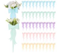 CRAFTYMELODY 50Pcs Single Rose Bow Flower Bouquet Holder 5 Color Single Flower Sleeve Bulk DIY Flower Wrapping Kraft Paper Bag for Mother's Day Valentine Graduation Birthday Floral Arrangement