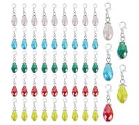 CRAFTYMELODY 50Pcs Teardrop Crystal Dangle Charms 5 Colors Glass Pendant Decorations with Alloy Lobster Claw Clasps for Weaving Sewing Bag Ornaments Key Chain Jewelry Making DIY Craft