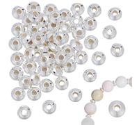 CRAFTYMELODY 56Pcs 925 Sterling Silver Beads Small Saucer Beads Rondelle Loose Bead with 1Pc Square Silver Polishing Cloth 4x2mm Spacer Bead for Bracelets Necklace Jewelry Making DIY Crafts