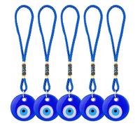CRAFTYMELODY 5Pcs Blue Evil Eye Car Hanging Ornament Good Luck Charm Turkish Greek Amulet Car Accessory Pendant Home Protection Blessing Ornament for Mirror Wall Decor Favors Gift