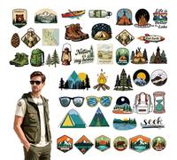 CRAFTYMELODY 6 Sets Camping Adventure Iron on Transfer Vintage Outdoor Scene Heat Transfer Vinyl Decal Ready to Press Applique for T-Shirts Bags Hats Jackets DIY Fabric Decor for Camping Enthusiasts