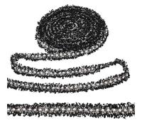 CRAFTYMELODY 6 Yards Pearl Beaded Braid Lace Trim Ribbon Polyester Embroidered Ribbons with Iron Findings 1 Inch Wide Trimming Edge Embellishments Garment Accessories for Sewing DIY Crafts Black