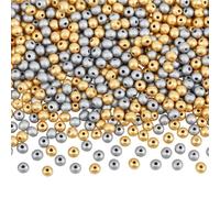 CRAFTYMELODY 600Pcs 2 Colors Wooden Beads Gold Silver Wood Beads 8mm Round Loose Spacer Bead Colored Farmhouse Wooden Bead Bulk for Garlands Tree Decoration Home Party Decor DIY Crafts Supplies