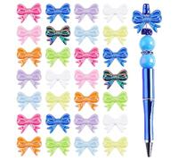 CRAFTYMELODY 60Pcs 10 Colors Focal Beads for Pens Acrylic Colorful Bowknot Shape Beads Bling Glitter UV Plating Bowknot Focal Bow Bead for Beadable Pen Keychain Jewelry Making Bracelet Crafts Charms