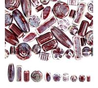 CRAFTYMELODY 60Pcs 10 Styles Porcelain Beads Set Assorted Ceramic Large Hole Porcelain Bead Round Column Rectangle Flower Oval Twist Loose Spacer Bead Bulk for Earring Bracelet Necklace Jewelry Making