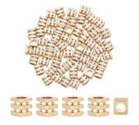 CRAFTYMELODY 60Pcs 18K Gold Plated Faceted Spacer Beads 3mm Golden Brass Grooved Cube Bead Metal Square Spacer Bead Geometry Beads Bulk for Bracelet Necklace Earring Jewelry Making DIY Crafts Supplies