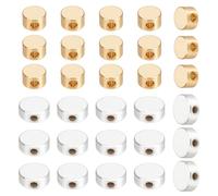 CRAFTYMELODY 60Pcs 2 Styles Disc Coin Beads 18K Gold Plated Brass Flat Round Spacer Beads 925 Sterling Silver 4/6mm Loose Bead for Bracelet Necklace Jewelry Making Craft Accessory