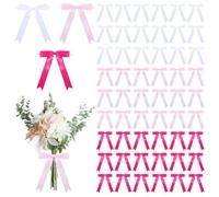 CRAFTYMELODY 60Pcs 3 Colors Ribbon Bows with Clear Twist Ties Decorative Ribbon Bows for Gift Wrapping Christmas Tie Bow Large Twist Tie Bow for Christmas Trees Garland Wreath Gift Wrapping Decoration