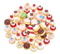 CRAFTYMELODY 60Pcs Artificial Cake Miniature Artificial Cupcake Mixed Color Faux Cake Model Realistic Food for Photography Props Home Kitchen Party Decorations Food Display Bakery Art Painting